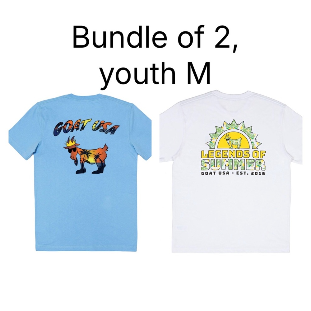 Bundle of 2 GOAT USA t-shirts, NEW, size Youth M.